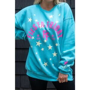 Fiesta Friday Krista Horton Slyfox Threads Scuba Blue Pullover Sweatshirt medium